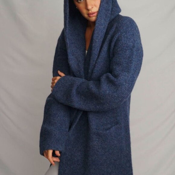 Alpaca long hooded cardigan knit coat Peruvian Connection - Picture 8 of 12